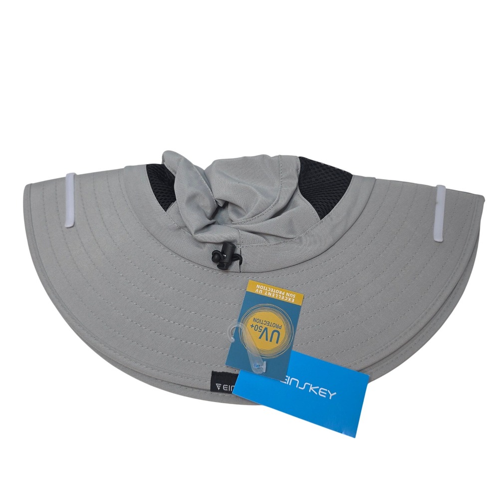 NEW Einskey Sun Hat Gray Wide Brim UV‎ 50+ Protection Fishing Hiking Boonie Hat